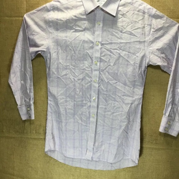 Charles Tyrwhitt 16/33 Non Iron Lilac Plaid Check - Picture 3 of 7